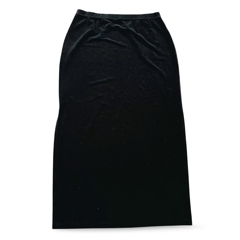 🇨🇦 {M-L} Donna Black Velvet Maxi Skirt Size Medium Large - Picture 4 of 5